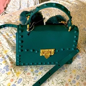 Small handbag with faux fur